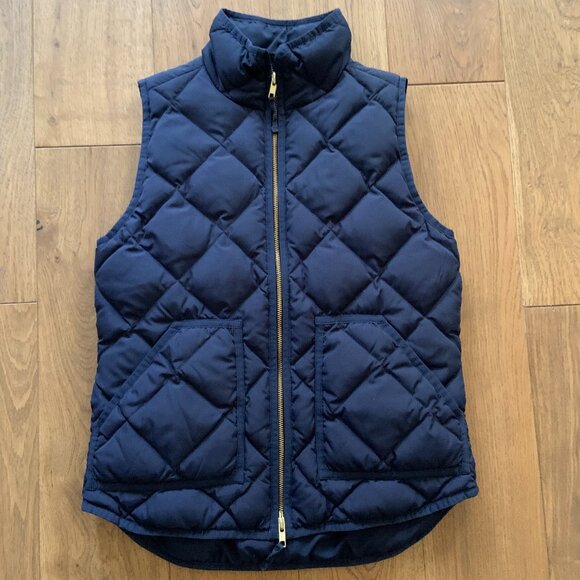 Women's J. Crew Navy Blue Diamond Quilted Down Filled Vest Size XS - Picture 1 of 7
